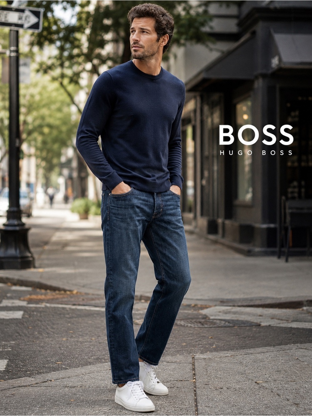 BOSS Hugo Boss Jacksons Dark Wash Straight Leg Jeans Black Label Mens 36x32